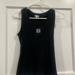 Loewe Black Sleeveless Top with White Logo
